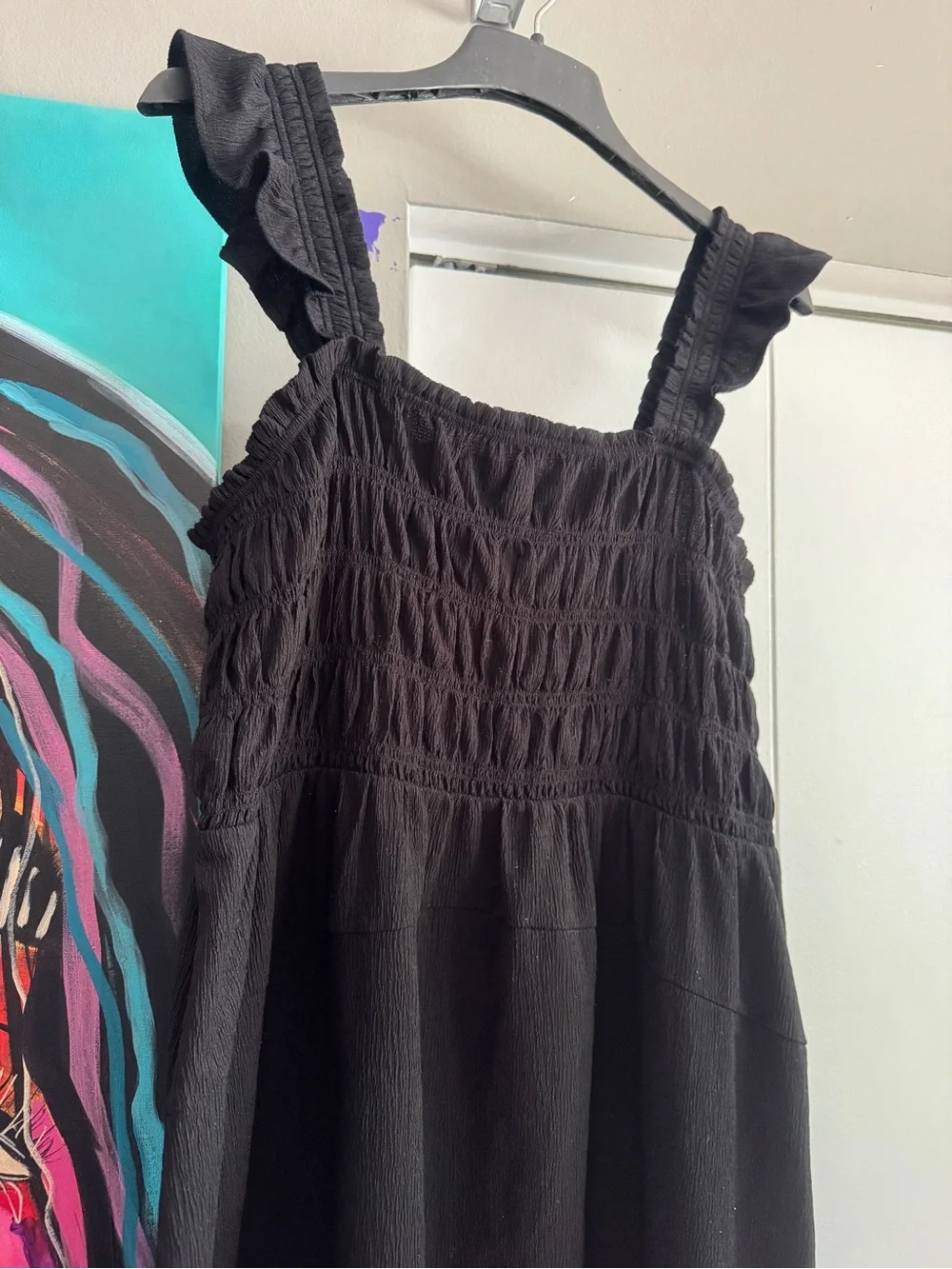 Old Navy Black Smocked Maxi Dress with Ruffle Straps XL - Picture 4 of 7